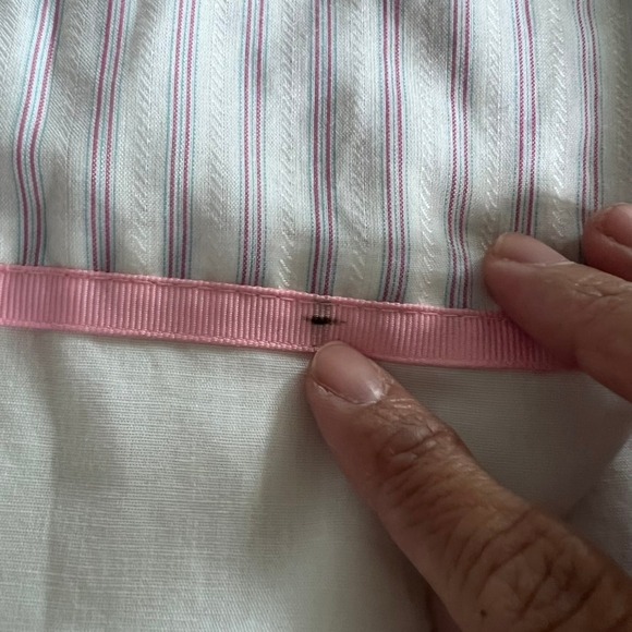 Vintage Pink White Striped MuuMuu Midi Dress Medium Short Sleeve Hawaiian - Picture 11 of 12